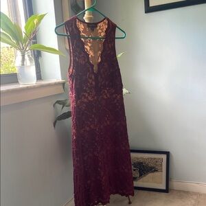 Karen Kane Burgundy Lace Midi Dress